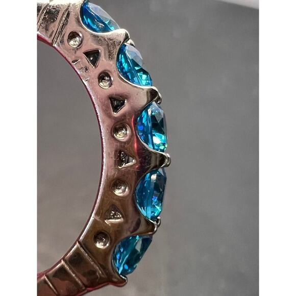 5 stone blue CZ rhodium over Sterling silver ring size 9 - Picture 3 of 11